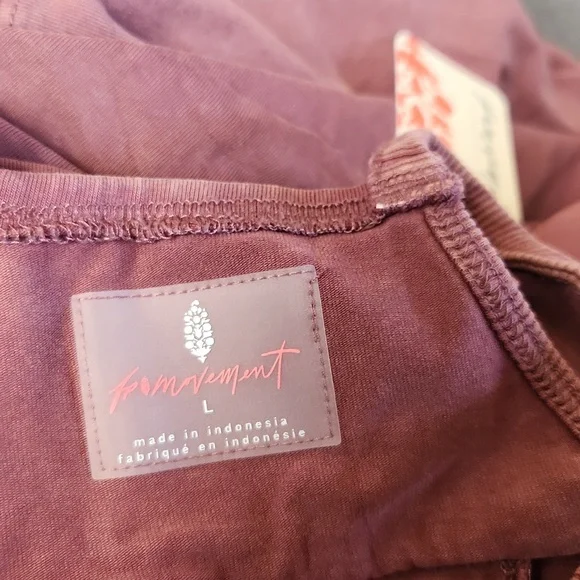 New Free People FP Movement Hot Shot Logo Onesie Mocha Combo Overalls Jumpsuit L - Picture 14 of 16